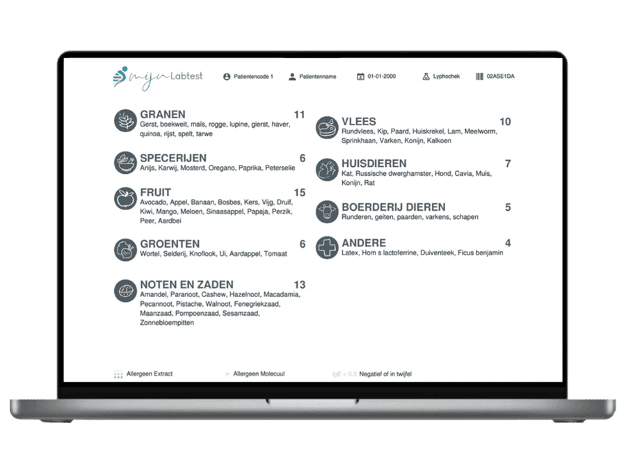 Esempio del test allergologico plus con i risultati visualizzati su un laptop