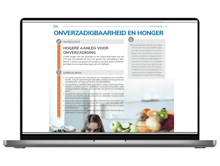 Esempio di risultato del test del DNA Nutri-Gene visualizzato su un laptop